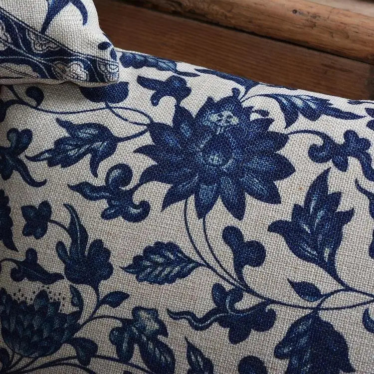 Hamptons Style Vintage Blue Cotton Linen Pillow Covers