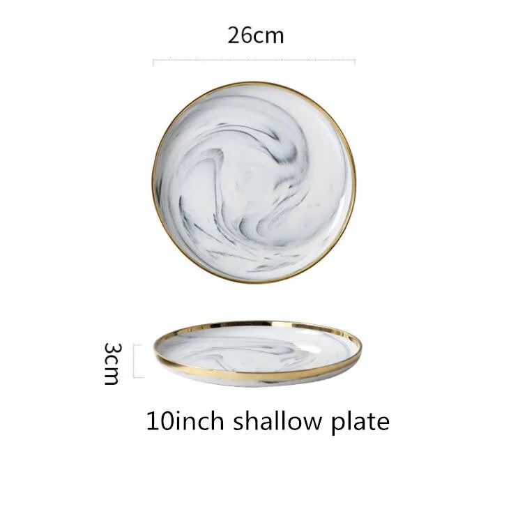 Luxury Blue & White Dinnerware Sets with Double-Sided Gilt Rims – Timeless Elegance