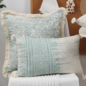 Vintage Cotton Linen Tassel Pillow Covers – Timeless Elegance with Farmhouse Charm