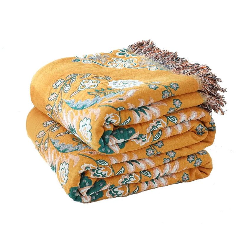 Bohemian Vintage Cotton Tassel Throw – Stylish & Cozy Accent for Couch or Bed