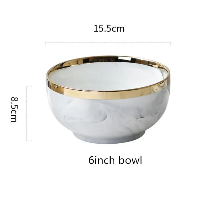 Luxury Blue & White Dinnerware Sets with Double-Sided Gilt Rims – Timeless Elegance