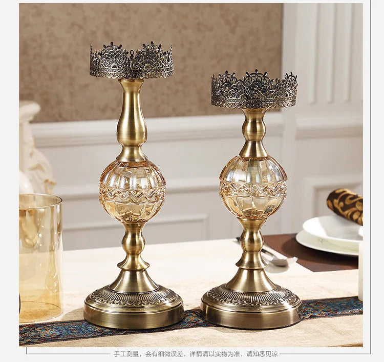 Luxury European Crystal & Metal Candle Holders – Vintage Elegant Design