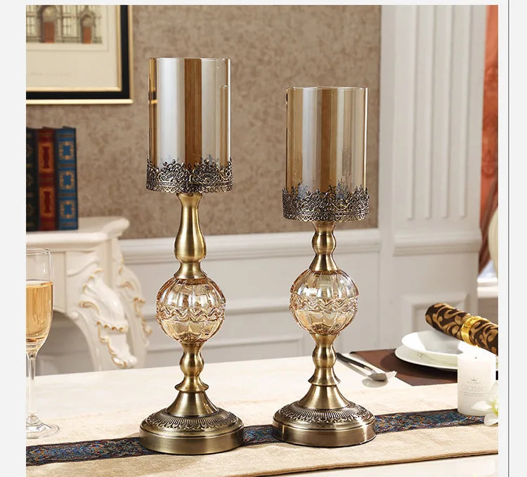 Luxury European Crystal & Metal Candle Holders – Vintage Elegant Design