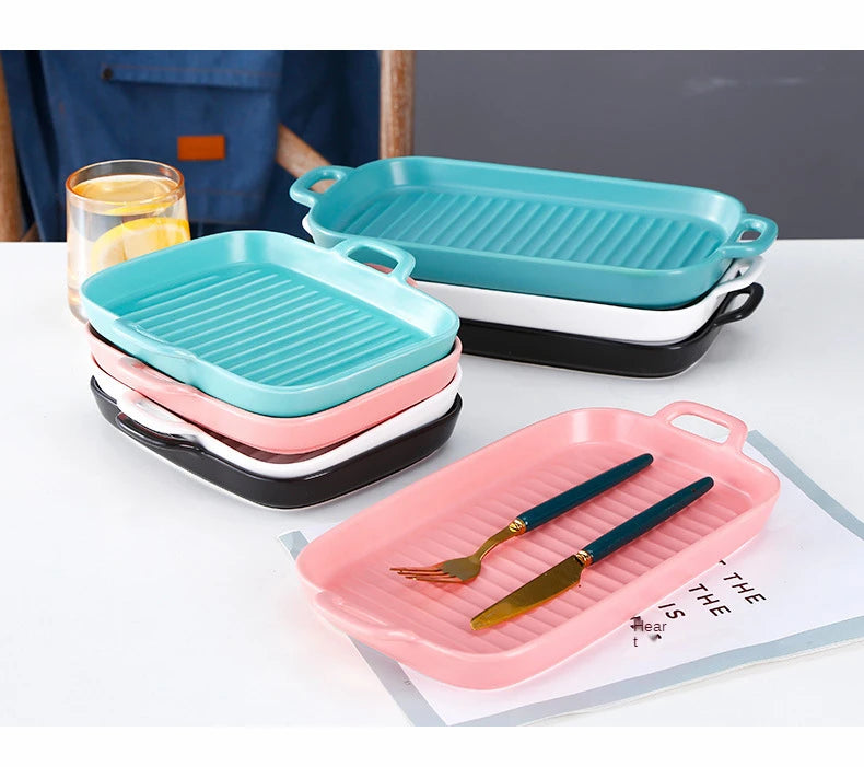 Nordic Rectangular Ceramic Baking Dish – Health-Conscious Elegance WHIMSICAL HOME OF CREATIONS