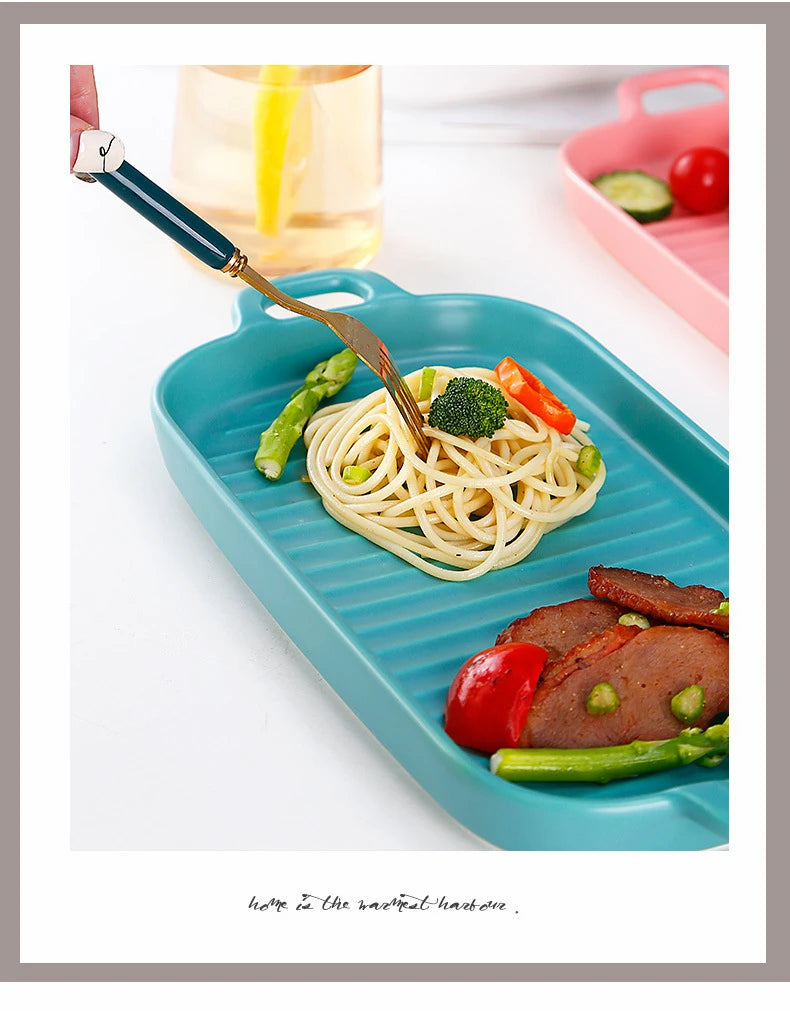 Nordic Rectangular Ceramic Baking Dish – Health-Conscious Elegance WHIMSICAL HOME OF CREATIONS