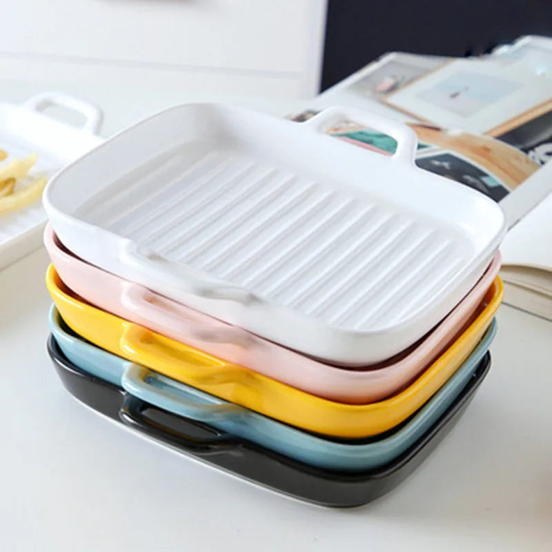 Nordic Rectangular Ceramic Baking Dish – Health-Conscious Elegance WHIMSICAL HOME OF CREATIONS