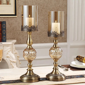 Luxury European Crystal & Metal Candle Holders – Vintage Elegant Design