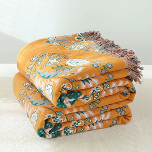 Bohemian Vintage Cotton Tassel Throw – Stylish & Cozy Accent for Couch or Bed
