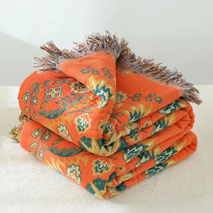 Bohemian Vintage Cotton Tassel Throw – Stylish & Cozy Accent for Couch or Bed