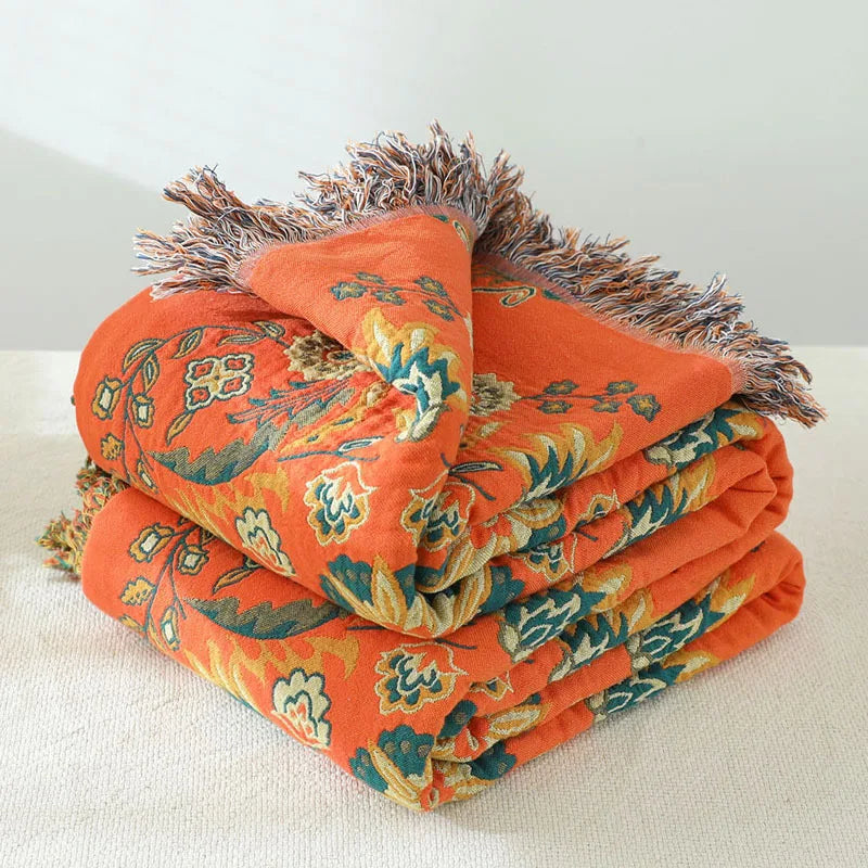 Bohemian Vintage Cotton Tassel Throw – Stylish & Cozy Accent for Couch or Bed