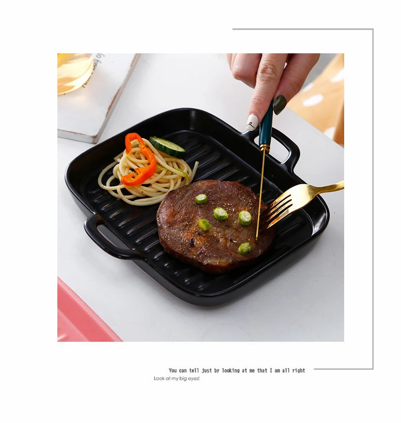 Nordic Rectangular Ceramic Baking Dish – Health-Conscious Elegance WHIMSICAL HOME OF CREATIONS