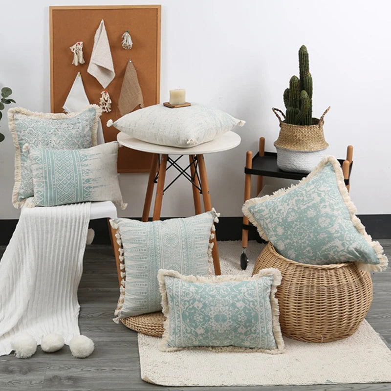 Vintage Cotton Linen Tassel Pillow Covers – Timeless Elegance with Farmhouse Charm