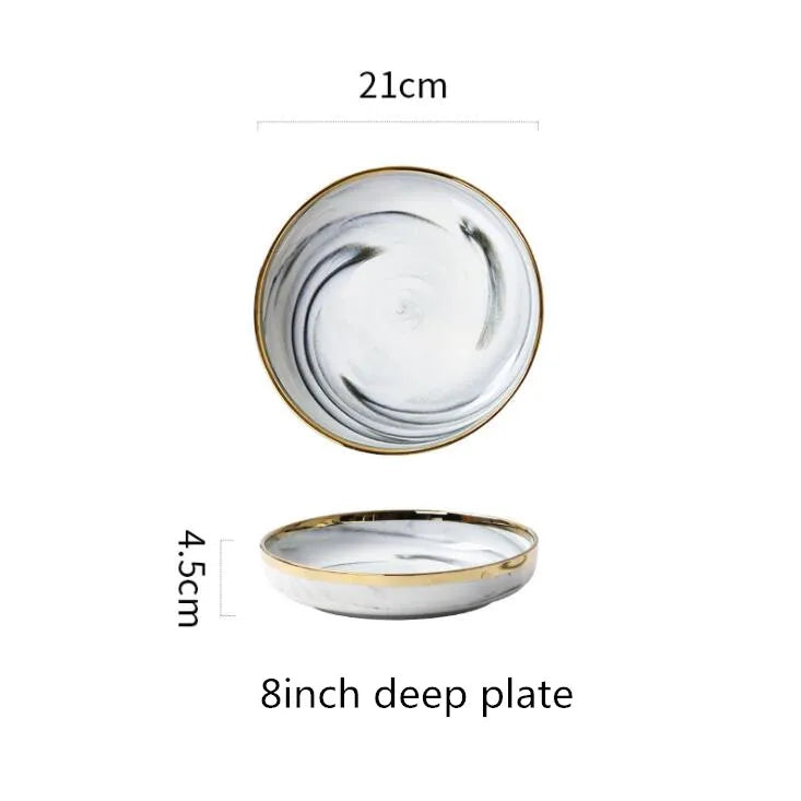 Luxury Blue & White Dinnerware Sets with Double-Sided Gilt Rims – Timeless Elegance