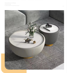 Modern Mid-Century Moroccan Marble-Top Coffee Table