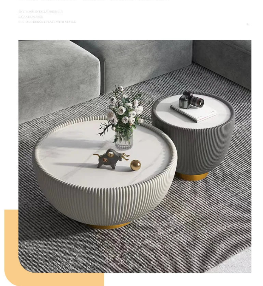 Modern Mid-Century Moroccan Marble-Top Coffee Table