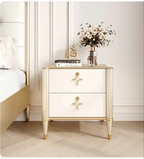 Hollywood Regency Art Deco Revival-nagtafeltjie – Luukse satynlakafwerking met goue lintstrikhandvatsels