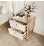 Hollywood Regency Art Deco Revival-nagtafeltjie – Luukse satynlakafwerking met goue lintstrikhandvatsels