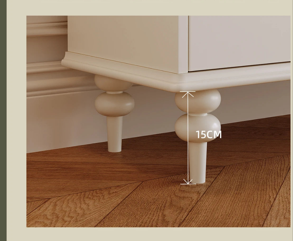 Luxury French Retro Sideboard Buffet Cabinet – Handcrafted Solid Wood with Begonia Glass & Designer Fretwork