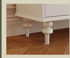 Luxury French Retro Sideboard Buffet Cabinet – Handcrafted Solid Wood with Begonia Glass & Designer Fretwork