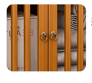Eco-Friendly Bamboo Storage Cabinet – Natural & Greyish Blue