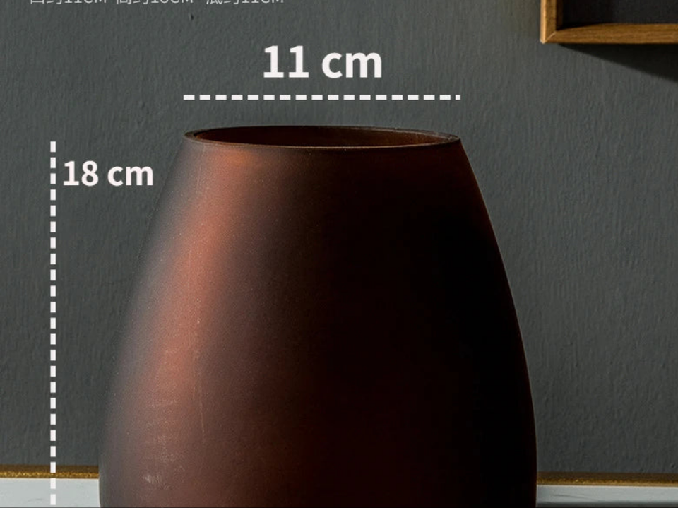 Luxury Frosted Glass Hydroponic Vase – Coffee & Frosted Elegance