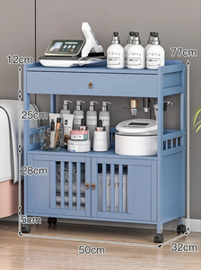 Eco-Friendly Bamboo Storage Cabinet – Natural & Greyish Blue