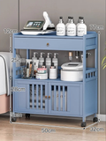 Eco-Friendly Bamboo Storage Cabinet – Natural & Greyish Blue