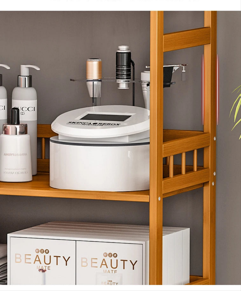 Eco-Friendly Bamboo Storage Cabinet – Natural & Greyish Blue