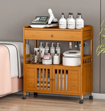 Eco-Friendly Bamboo Storage Cabinet – Natural & Greyish Blue