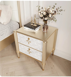 Hollywood Regency Art Deco Revival-nagtafeltjie – Luukse satynlakafwerking met goue lintstrikhandvatsels