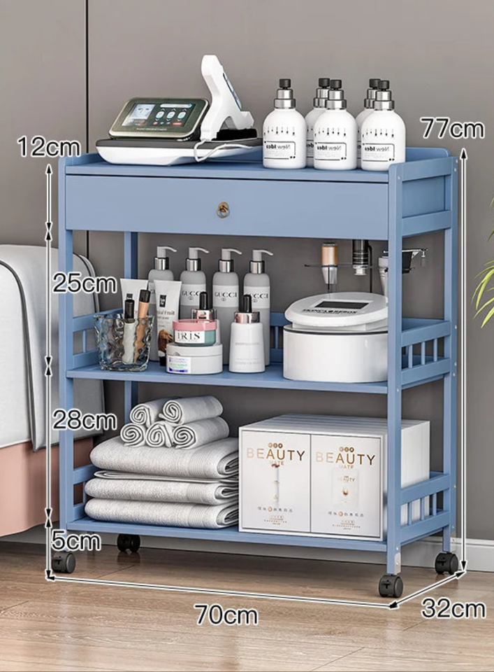 Eco-Friendly Bamboo Storage Cabinet – Natural & Greyish Blue