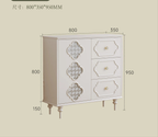 Luxury French Retro Sideboard Buffet Cabinet – Handcrafted Solid Wood with Begonia Glass & Designer Fretwork