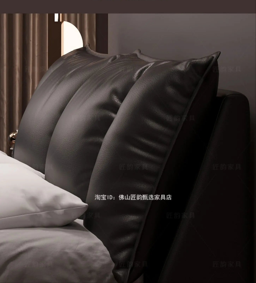 Truffle Brown Floating Modern Retro Genuine Leather Bed with Storage & Nightstands(Floats 15cm from ground)