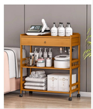 Eco-Friendly Bamboo Storage Cabinet – Natural & Greyish Blue