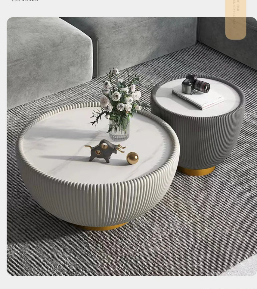 Modern Mid-Century Moroccan Marble-Top Coffee Table