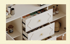 Luxury French Retro Sideboard Buffet Cabinet – Handcrafted Solid Wood with Begonia Glass & Designer Fretwork