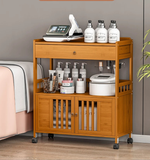 Eco-Friendly Bamboo Storage Cabinet – Natural & Greyish Blue