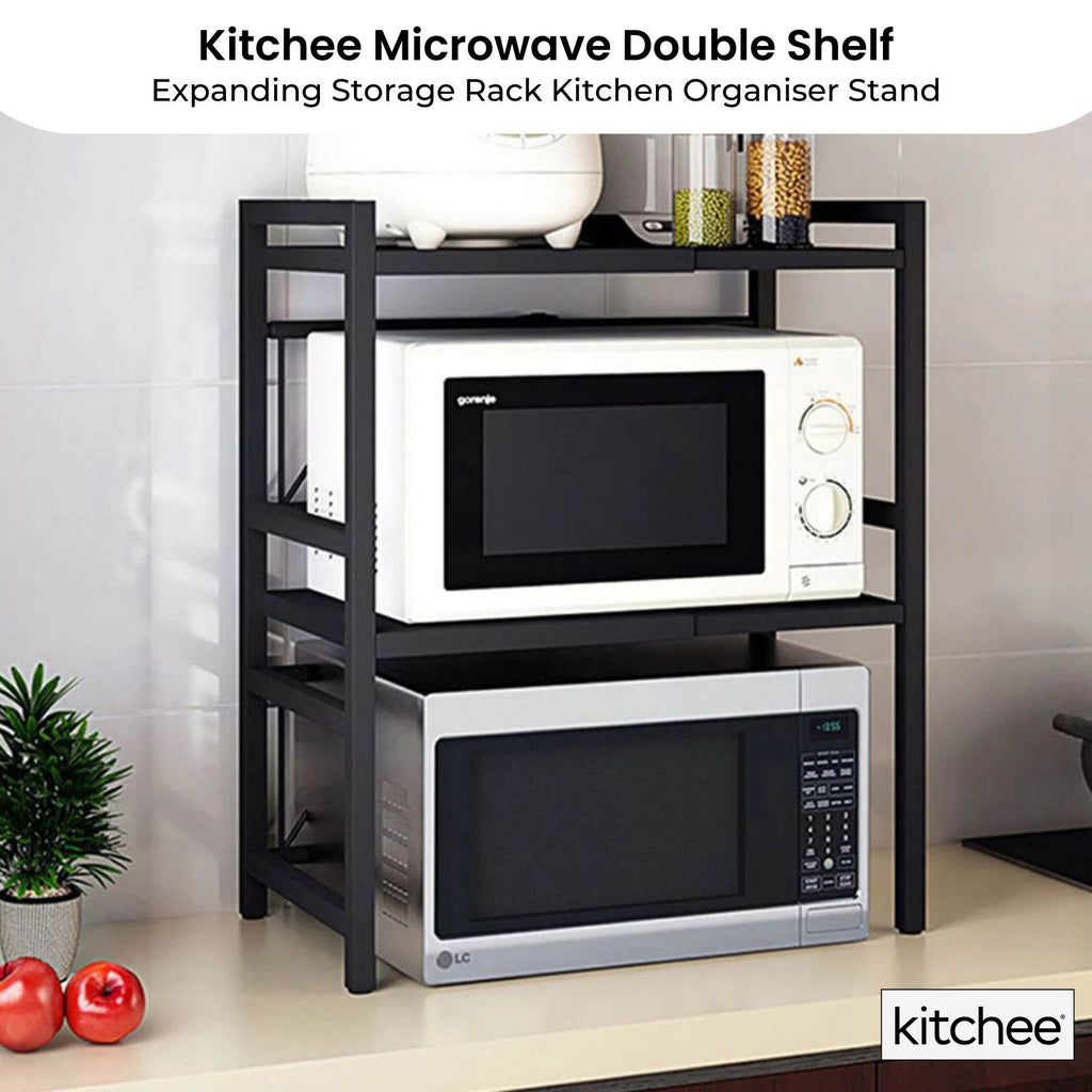 Kitchee Microwave Double Shelf - Expanding Storage Rack Kitchen Organiser Stand-1