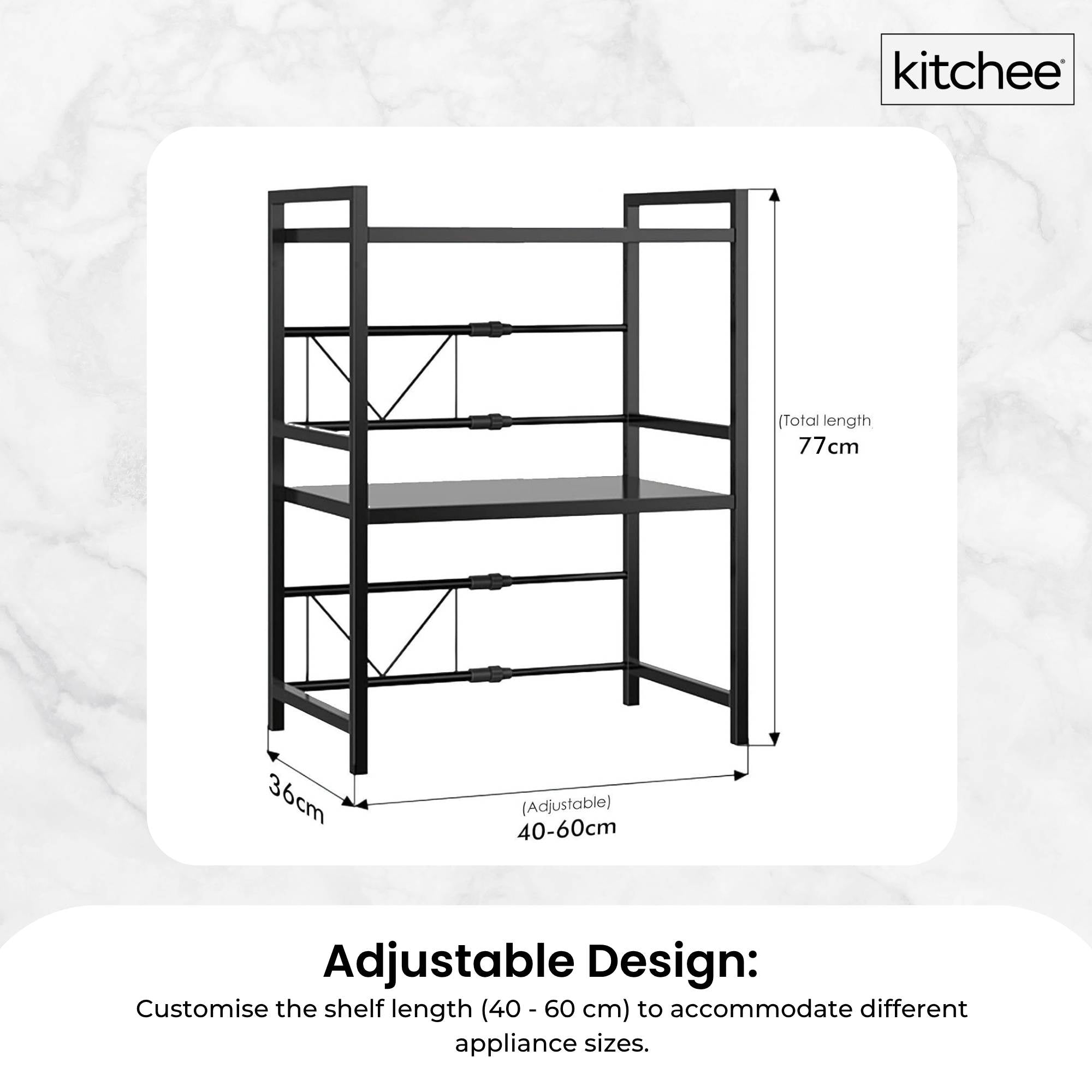 Kitchee Microwave Double Shelf - Expanding Storage Rack Kitchen Organiser Stand-2