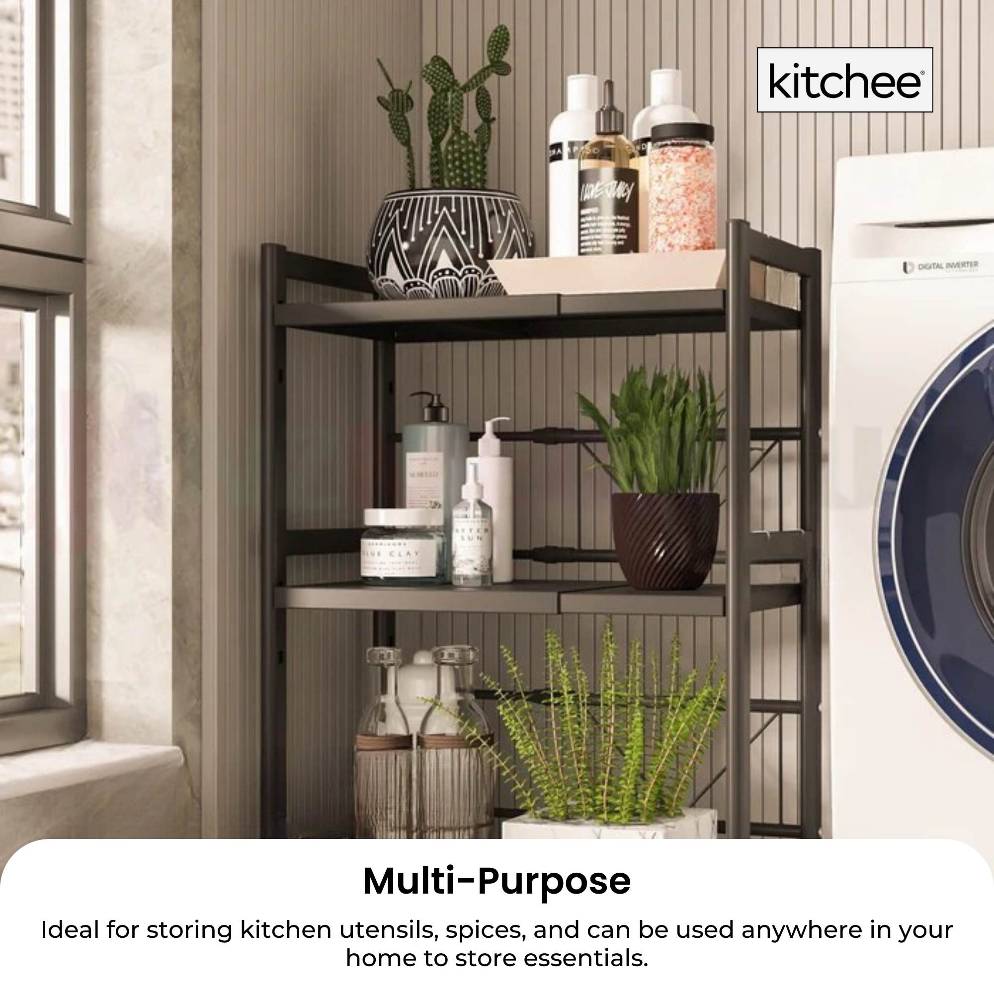 Kitchee Microwave Double Shelf - Expanding Storage Rack Kitchen Organiser Stand-4