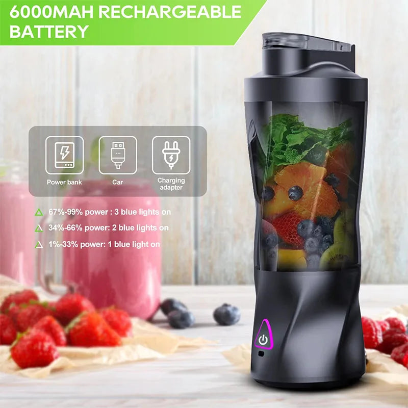 Portable Electric Blender 700ML – 360W Rechargeable Smoothie & Juice Maker (USB, Waterproof, Travel-Friendly)