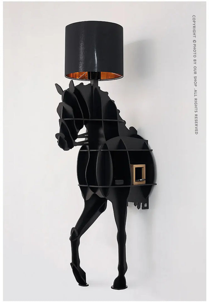 Luxury Horse Statue Wall-Mounted Display Shelf