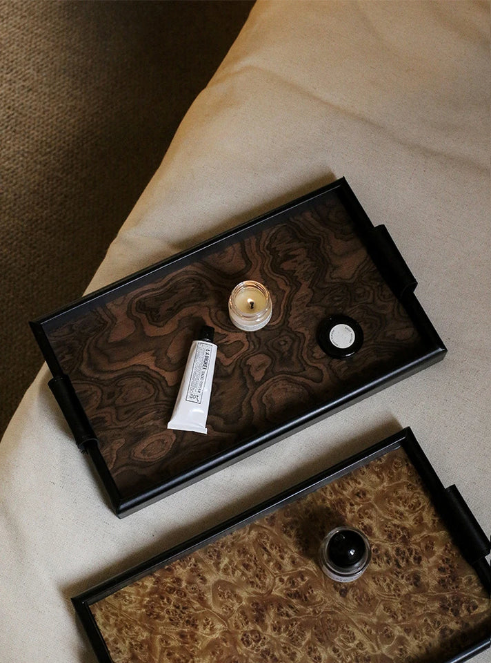 Solid Wood Decorative Serving Tray – Dark & Light Finish