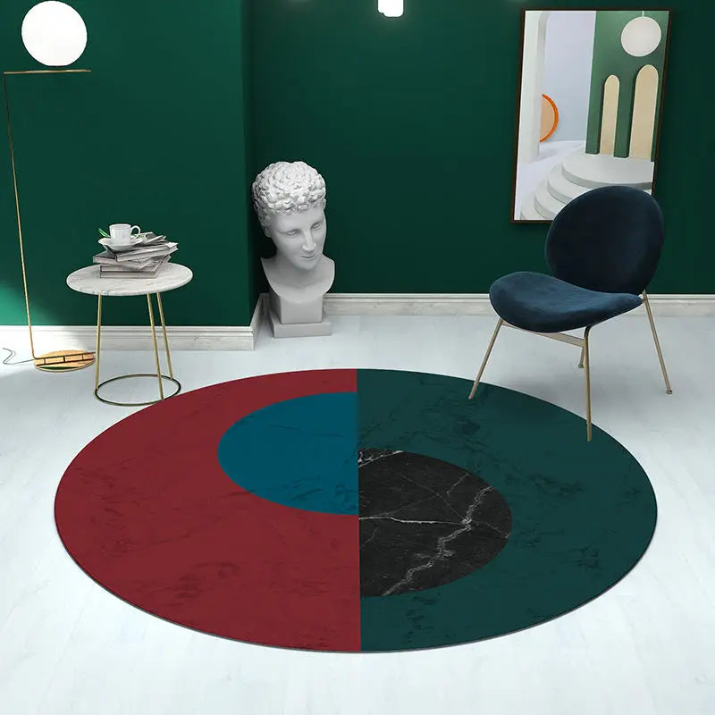 Simple Retro Nordic Round Luxury Rug – Bright Green Hues