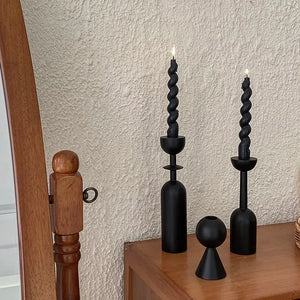 Geometric Black Wooden Candle Holder – Stylish & Highly Popular Room Accent
