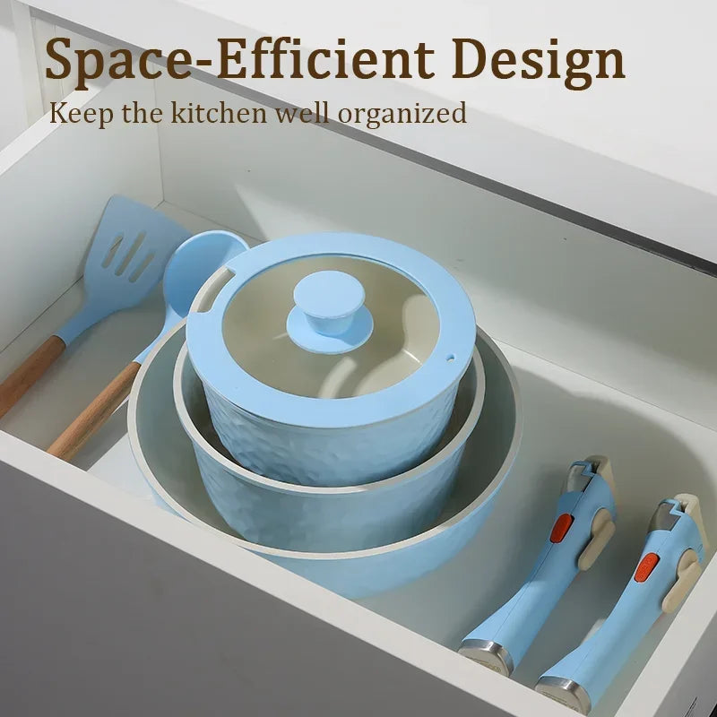 5-Piece Nonstick smooth Porcelain Coated Cookware Set