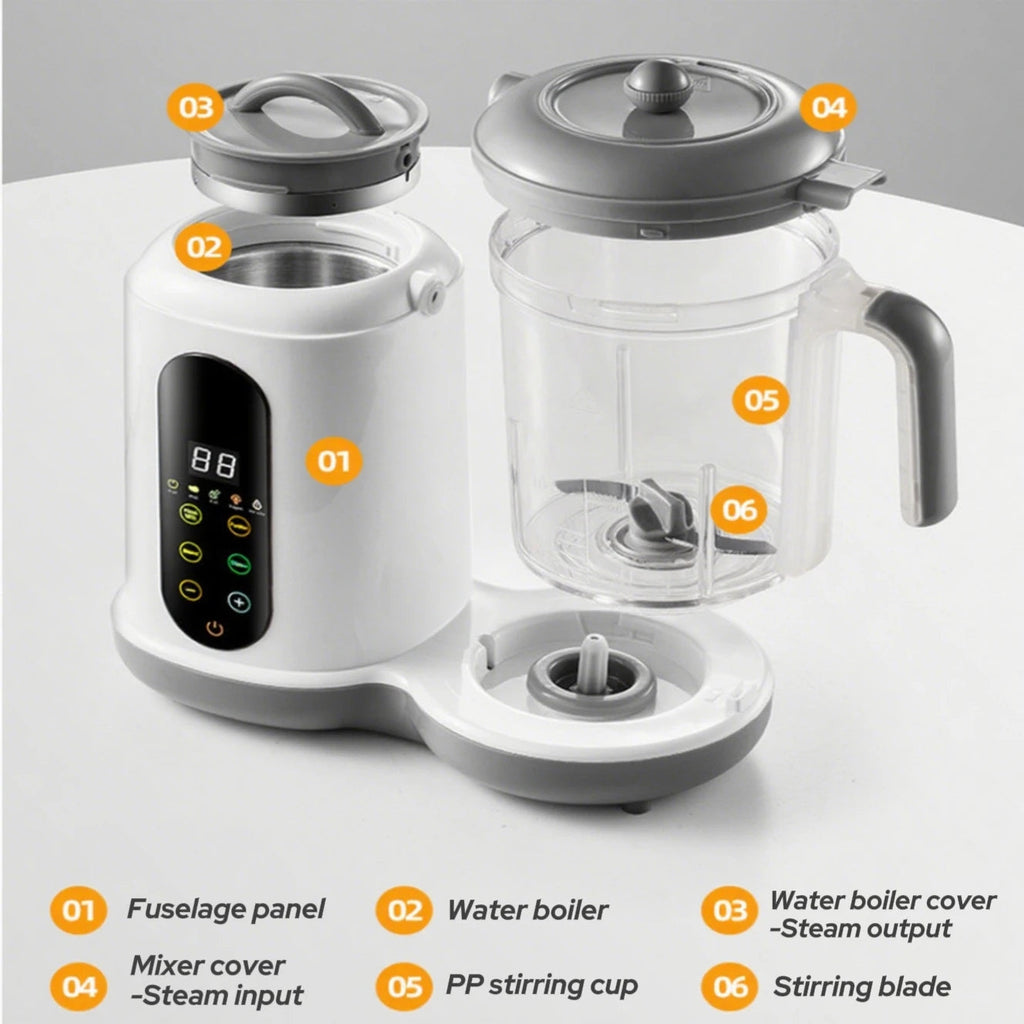Multi-Functional Baby Food Maker – Steamer, Puree Blender & Milk Warmer with Temperature Display WHIMSICAL HOME OF CREATIONS