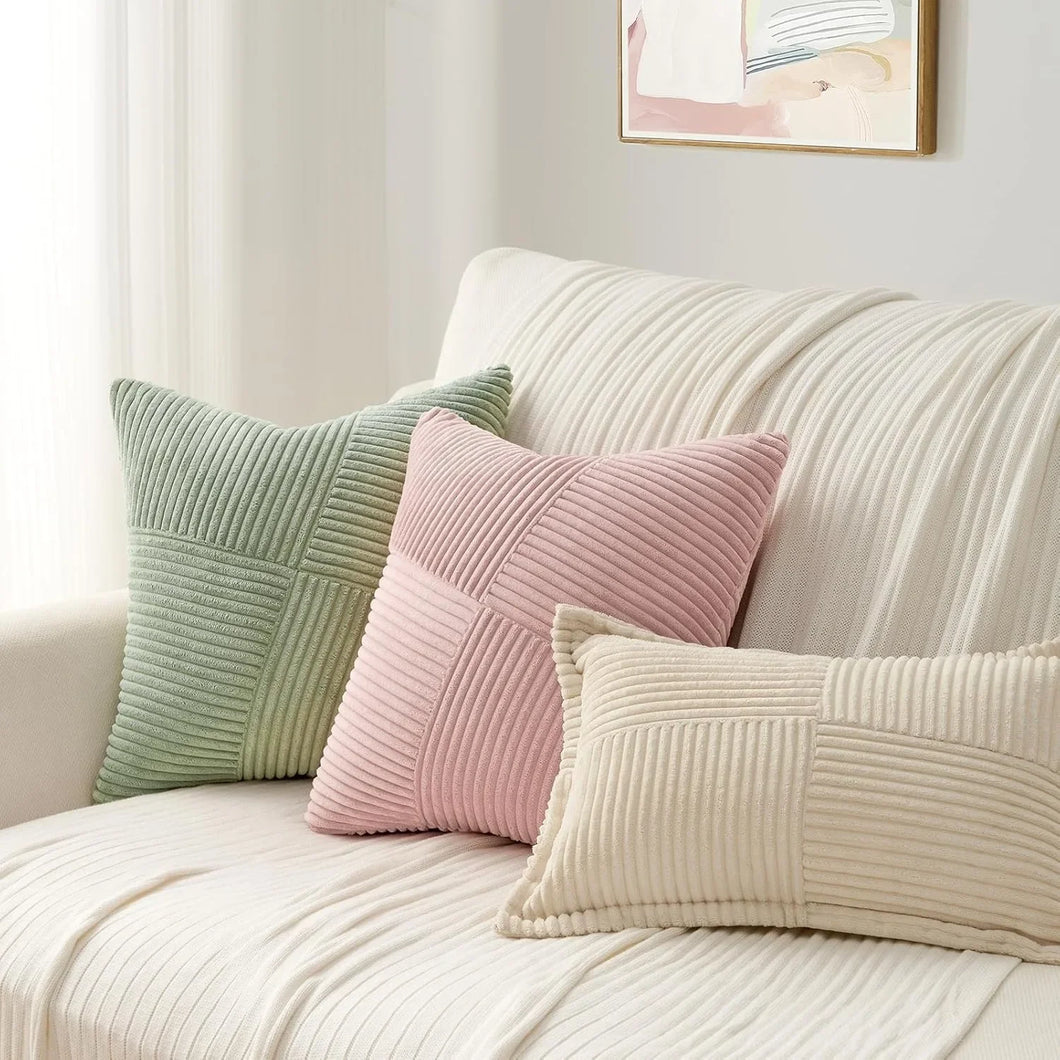 Luxurious Velvet Corduroy Patchwork Pillow Covers – 45x45cm