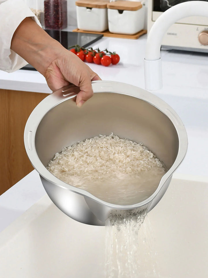 304 Stainless Steel Rice Strainer Bowl for every kitchen task– Practical & Premium Quality