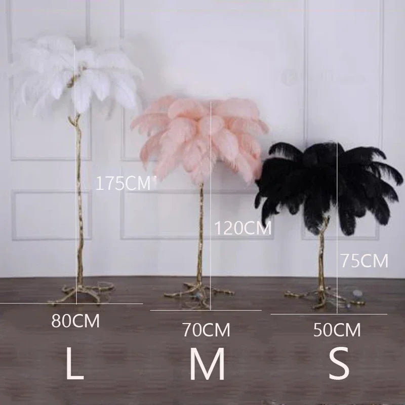 Modern Luxury Ostrich Feather Floor Lamp – Elegant Statement Piece